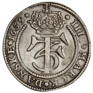 Frederik III, 4 mark  krone 1659, H 95A, Aagaard 71.4, poleret i felter