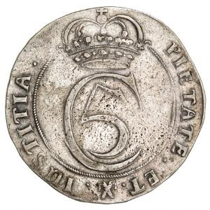Christian V, Glückstadt, 4 mark  krone 1672, H 121