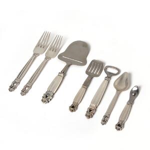 Johan Rohde Kongemønster. Bestik af sterlingsølv og sølv. Georg Jensen 1915-1930, 1945-1951 samt efter 1945. Vægt eksklusive dele med stål 147 gr. 7