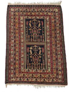 Semiantik afghansk Belouch tæppe, prydet med gentagelsesmønster. Ca. 1930. 147 x 102.