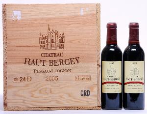 24 bts. ½. Château Haut-Bergey, Pessac-Leognan 2005 A hfin. Owc.