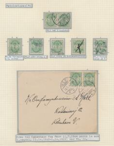 1902. 5 øre grøn. 2 plancher med bl.a. matricetyper, varianter og 2 forsendelser.