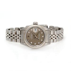 Rolex Diamant damearmbåndsur af stål. Model DateJust, 69174. Chronometer certificeret automatisk værk med dato. 1989.