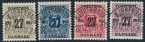 1918. Provisorier. 271 - 2710 øre, Vm.III. PRAGT-stemplet sæt. 277 øre, rød med minimal tyndhed i vandmæket. AFA 8000