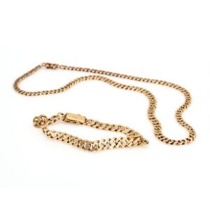 Armbånd og halskæde af 14 kt. guld. L. ca. 20 og 45 cm. Vægt i alt 53,5 gr. 2