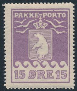 1915. 15 øre, violet. Kartonpapir. Ubrugt. AFA 1900