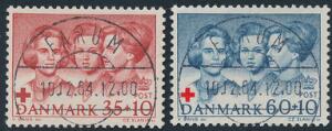 1964. Røde Kors. Sæt med retvendte LUXUS-stempler FARUM 10.12.64 i udgivelsåret.