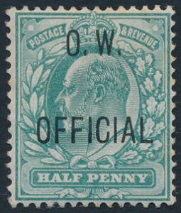 England. O. W. OFFICIAL. 1902. Edward. 12 d. grøn. Ubrugt. SG £ 550