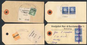 Planche med 4 MANILLA-mærker med postfærgemærker sendt fra Esbjerg til Fanø.