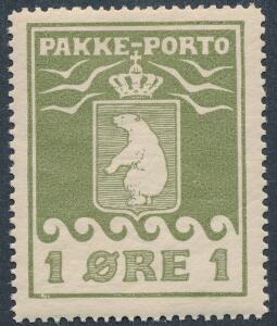 1905. 1 øre, olivengrøn. Flot postfrisk eksemplar. Minimal naturlig mathed i gummien. AFA 12000. Attest Møller PRAGTEKSEMPLAR