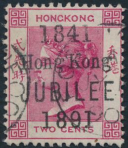 Hong Kong. 1891. jubilee. 2 c. karmin. Stemplet. SG £ 130
