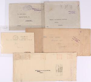 Danmark. 1939. Lot med 5 CRASHPOST-breve fra den engelske flyvemaskine der styrtede ned ved Storstrømsbroen i august 1939