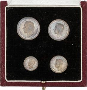 England, George VI, Maundy Set 1948, 4, 3, 2, 1 Pence i sølv i original æske