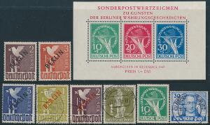 Berlin. 1949-1990. Complete collection in a Leuchtturm-album including black and red overprint, first minisheet hinged. New part NH.