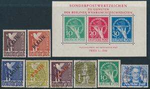 Berlin. 1949-1990. Complete collection in a Leuchtturm-album including black and red overprint, first minisheet hinged. New part NH.