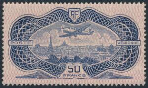 1936. Airmail. 50 Fr. bluerose. Unmounted mint. Michel EURO 1100