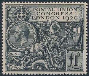 1929. UPU, 1 £, black. Beautiful unused copy