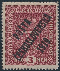 1919. 3 kr. brown-carmine. Fine unused. Michel EURO 1300. Certificate Mikulski
