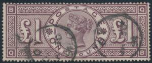 1884. Victoria. 1 £. brown-lilac. Wmk.49. Fine used. SG £ 2400