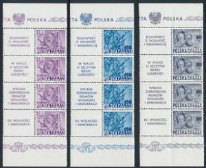 1948. Airmail. 80-120 Zt. Unmounted mint set in strips of four. Michel EURO 1200