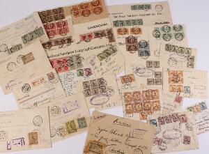 China. Very interesting old lot covers, postcards and stationeries. Many sent to and from Denmark and Russia, some scarce REC-covers from Mongolia to Tientsin