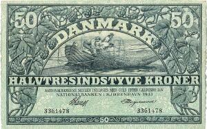 50 kr 1933, nr. 3361478, V. Lange  Heegaard, Sieg 107, DOP 120, Pick 27