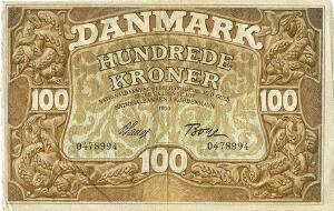 100 kr 1930, nr. 0478994, V. Lange  Boye, Sieg 110, DOP 121, Pick 28