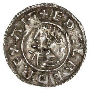 Sydskandinavisk imitation af Aethelred II, 978 - 1016, penny af Short Cross type, Norwich, cf. H 3183, SCBI Cop. 1031, Malmer 9.614.1726