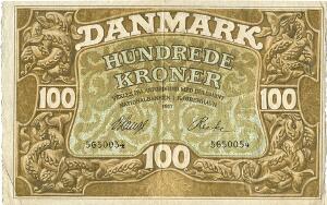 100 kr 1917, nr. 5650054, V. Lange  Recke, Sieg 109, DOP 116, Pick 23
