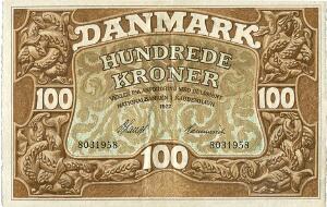 100 kr 1922, nr. 8031958, V. Lange  Hammerich, Sieg 109, DOP 116, Pick 23
