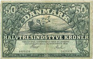 50 kr 1919, nr. 4424431, V. Lange  Recke, Sieg 106, DOP 115, Pick 22