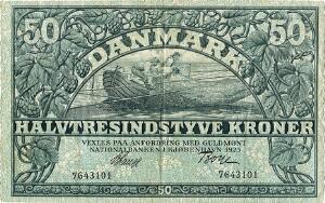 50 kr 1925, nr. 7643101, V. Lange  Boye, Sieg 106, DOP 115, Pick 22