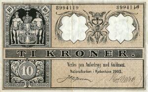 10 kr 1903, 1. udgave, nr. 8994119, Sieg 94, DOP 99, Pick 2