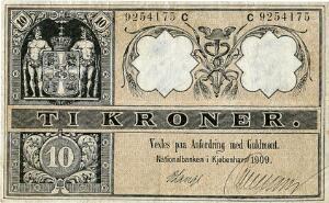 10 kr 1909 C, 2. udgave, nr. 9254175, Sieg 95, DOP 103, Pick 7