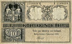 10 kr 1910 E, 2. udgave, nr. 2249489, Sieg 95, DOP 103, Pick 7