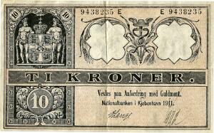 10 kr 1911 E, 2. udgave, nr. 9438235, Sieg 95, DOP 103, Pick 7