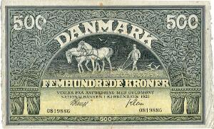 500 kr 1921, nr. 0819886, V. Lange  Klein, Sieg 112, DOP 117, Pick 24
