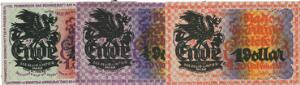 Germany, Bielefeld, 14, 12, and 1 Dollar Notgeld, linen, Grab. 95, 96, 97. 3