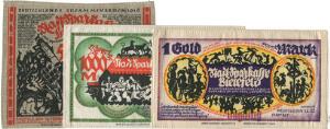 Germany, Bielefeld, 5,000 Mark, 1,000 Mark7, 1 Goldmark3 Notgeld, sild and linen. 11