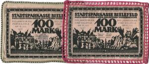 Germany, Bielefeld, 100 Mark, Notgeld, silk, Grab. 27c2, 28c3, 5 different