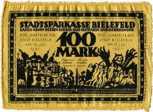 Germany, Bielefeld, 100 Mark, Notgeld, silk, Grab. 30a
