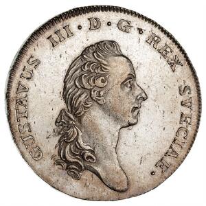 Gustav III, 1 Riksdaler  3 Daler Silvermynt 1776, SM 43