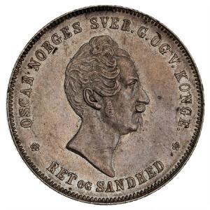 Speciedaler 1850, NM 5, ridser og pletter på revers
