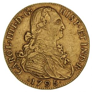 Carlos IV, 8 Escudos 1795 NR JJ, KM 62.1, F 51