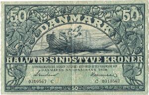 50 kr 1938 C, nr. 0310567, Svendsen  Hannibal, Sieg 108, DOP 125, Pick 32