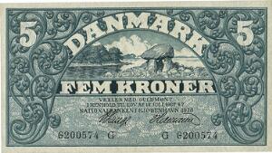 5 kr 1928 G, nr. 6200574, V. Lange  Hermann, Sieg 100, DOP 113, Pick 20