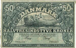 50 kr 1925, nr. 7934103, V. Lange  Bang, Sieg 106, DOP 115, Pick 22