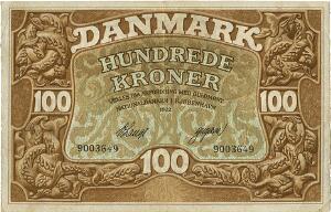 100 kr 1922, nr. 9003649, V. Lange  Gregersen, Sieg 109, DOP 116, Pick 23