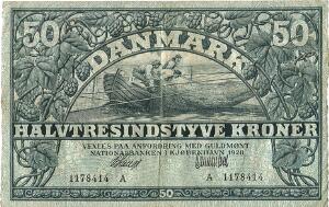 50 kr 1928, nr. 1178414 A, Lange  Clementsen, Sieg 106, DOP 115, Pick 22