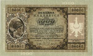 Germany, Occupation of Slovenia, 1944, 4 different banknotes, 1.000, 500, 100, 50 Lire, all in excellent conditions. 4